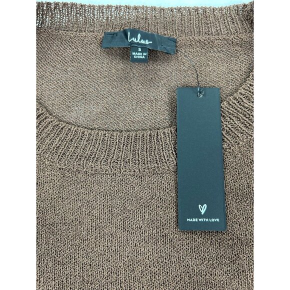NWT Lulus Sweater Small Lightweight Acrylic Knit Womens Brown Pullover - Picture 3 of 11